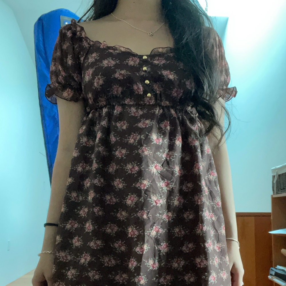 Liz Lisa brown floral babydoll dress